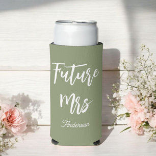 Future Mrs Sage Green White Bride  Seltzer Can Cooler