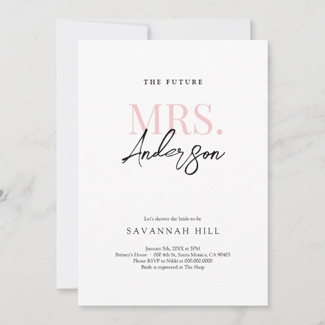 Future Mrs Simple Modern Bridal Shower Invitation (Front)