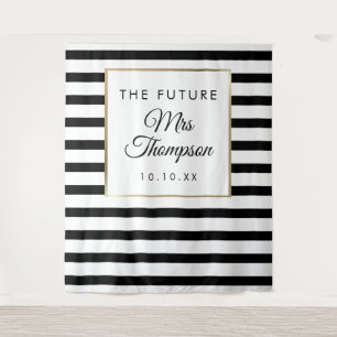 Future Mrs Stripe Bridal Shower Photo Backdrop Tapestry