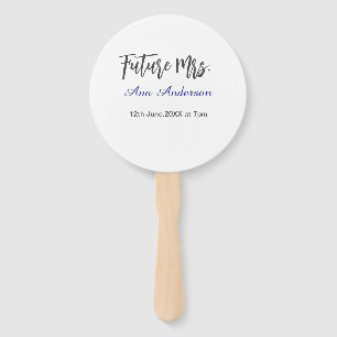 Future mrs surname bride to be purple gray name da hand fan