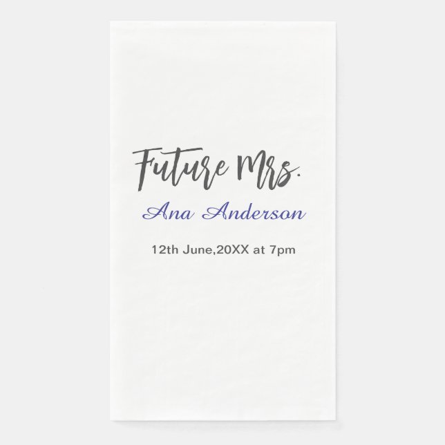 Future mrs surname bride to be purple gray name da napkin (Front)