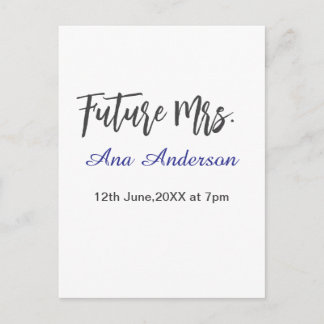 Future mrs surname bride to be purple gray name da postcard
