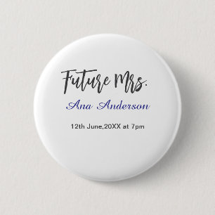 Future mrs surname bride to be purple grey name da 6 cm round badge
