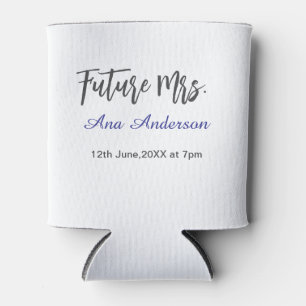 Future mrs surname bride to be purple grey name da can cooler