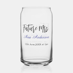 Future mrs surname bride to be purple grey name da can glass