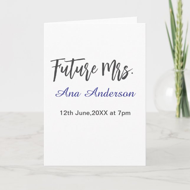 Future mrs surname bride to be purple grey name da card (Front)