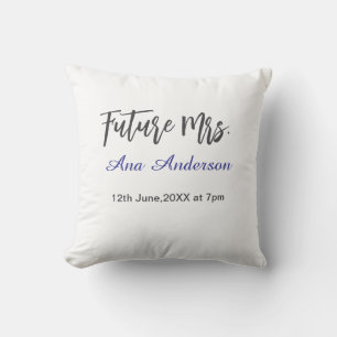 Future mrs surname bride to be purple grey name da cushion