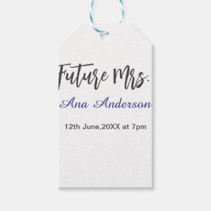 Future mrs surname bride to be purple grey name da gift tags