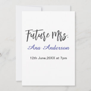 Future mrs surname bride to be purple grey name da invitation