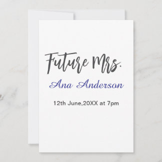 Future mrs surname bride to be purple grey name da invitation