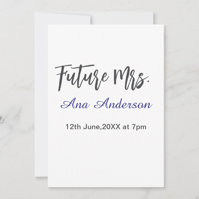 Future mrs surname bride to be purple grey name da invitation (Front)