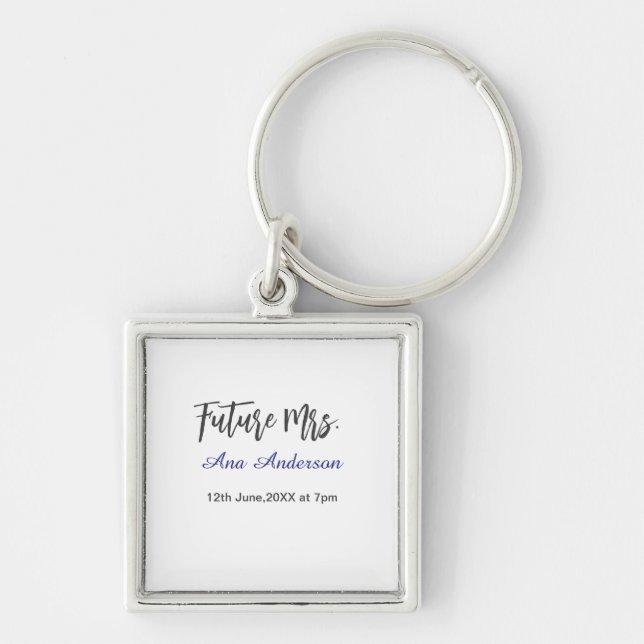 Future mrs surname bride to be purple grey name da key ring (Front)