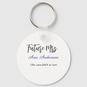 Future mrs surname bride to be purple grey name da key ring