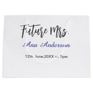 Future mrs surname bride to be purple grey name da large gift bag