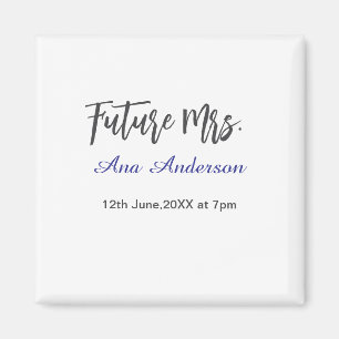 Future mrs surname bride to be purple grey name da magnet