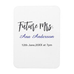 Future mrs surname bride to be purple grey name da magnet