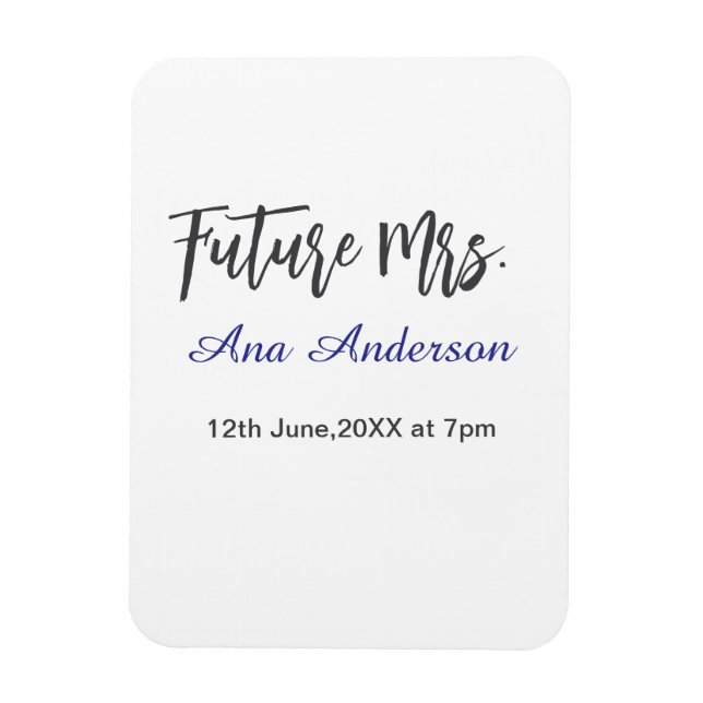 Future mrs surname bride to be purple grey name da magnet (Vertical)