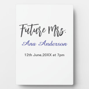 Future mrs surname bride to be purple grey name da plaque