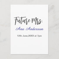 Future mrs surname bride to be purple grey name da
