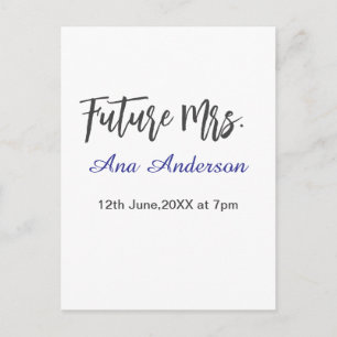 Future mrs surname bride to be purple grey name da postcard