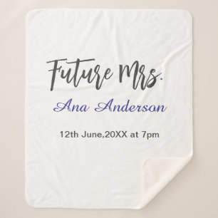 Future mrs surname bride to be purple grey name da sherpa blanket