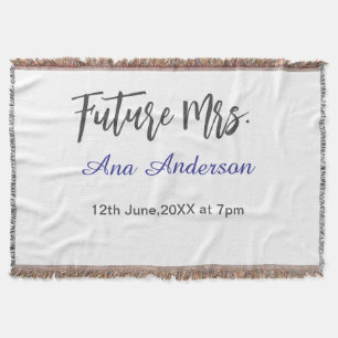 Future mrs surname bride to be purple grey name da throw blanket