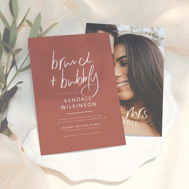 Future Mrs | Terracotta Bridal Brunch Bubbly Photo Invitation (Creator Uploaded)