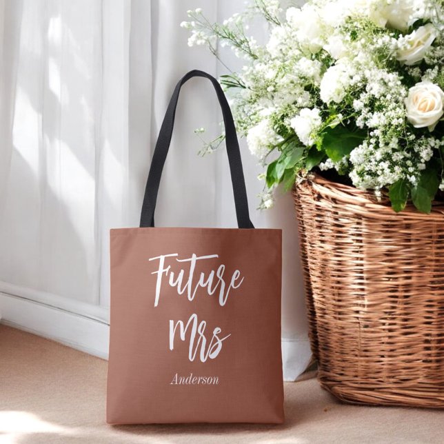 Future Mrs Terracotta Bride Brown White  Tote Bag (Creator Uploaded)