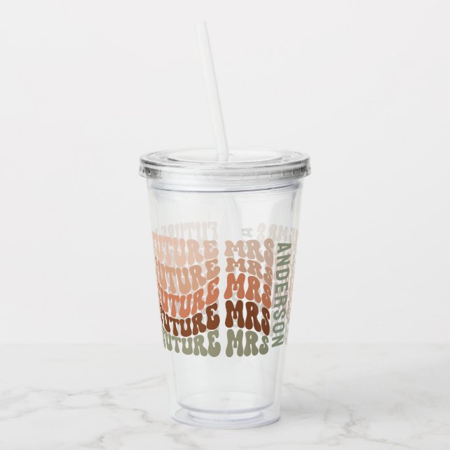 Future Mrs terracotta sage green retro 60's simple Acrylic Tumbler (Left)