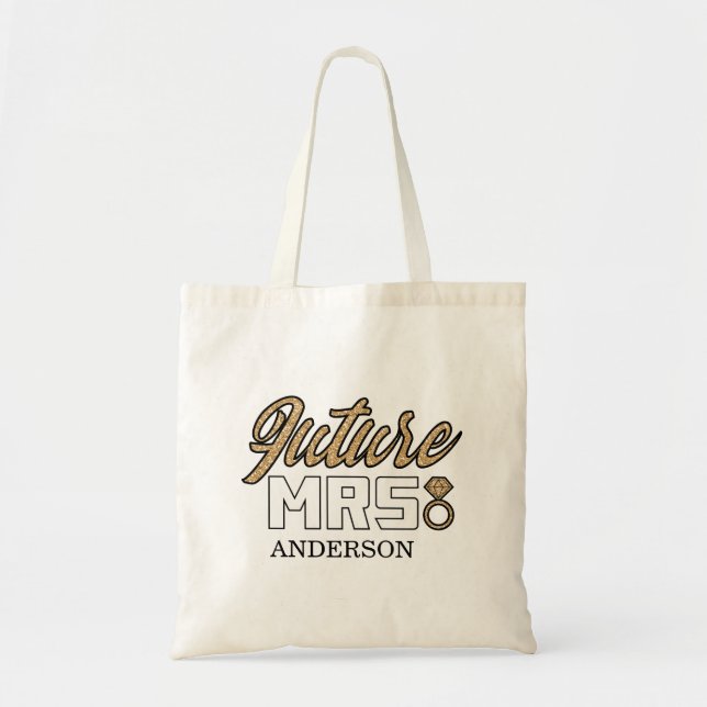 Future Mrs Tote Bag-Gold & Black (Front)