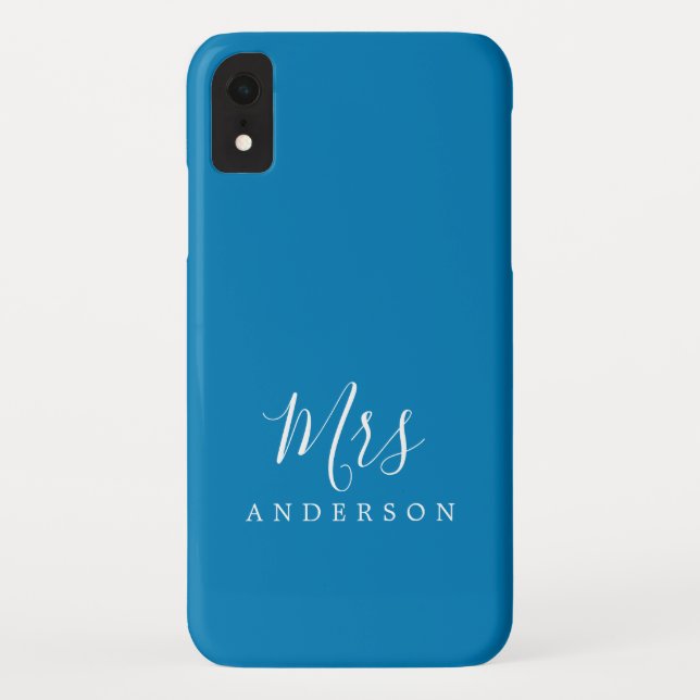 Future Mrs Vibrant Blue Chic Script Bride Case-Mate iPhone Case (Back)