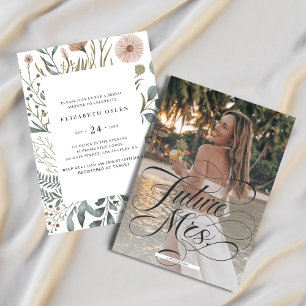 Future Mrs. Watercolor Floral Bridal Shower Photo Invitation