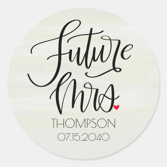 Future Mrs Whimsy Bridal Shower Classic Round Sticker (Front)