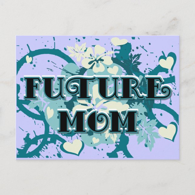 Future Mum - Hearts and Flowers Postcard (Front)