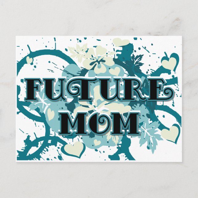 Future Mum - Hearts and Flowers Postcard (Front)