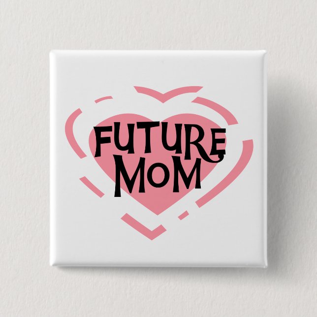 Future Mum Pink Heart Tshirts and Gifts 15 Cm Square Badge (Front)