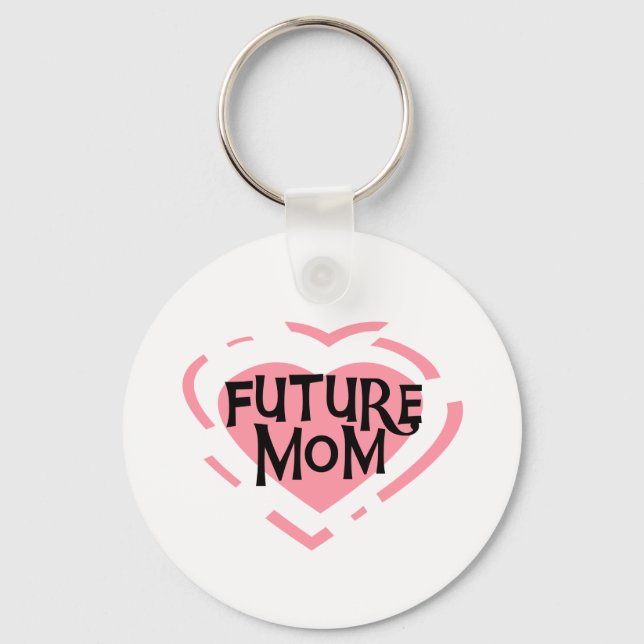 Future Mum Pink Heart Tshirts and Gifts Key Ring (Front)