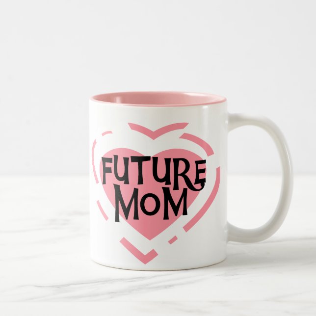 Future Mum Pink Heart Tshirts and Gifts Two-Tone Coffee Mug (Right)