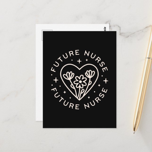 Future nurse affirmations floral quotes graduation postcard (Front/Back In Situ)