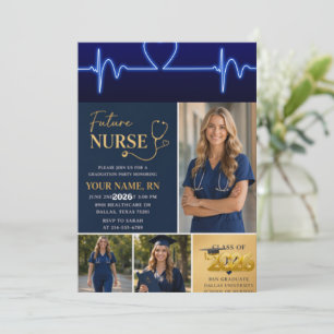 Future Nurse Graduation Invitation   Modern RN Nur