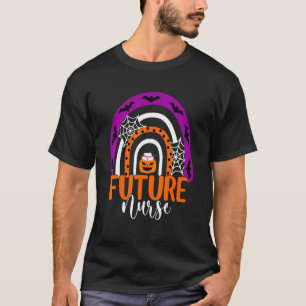 Future Nurse Halloween Pumpkin Rainbow Student Nur T-Shirt