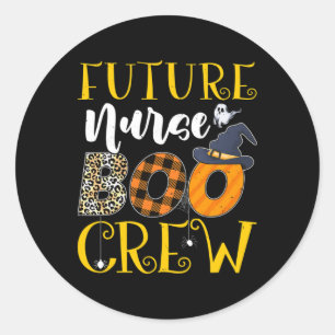 Future Nurse Leopard Future Nursing Halloween Boo  Classic Round Sticker
