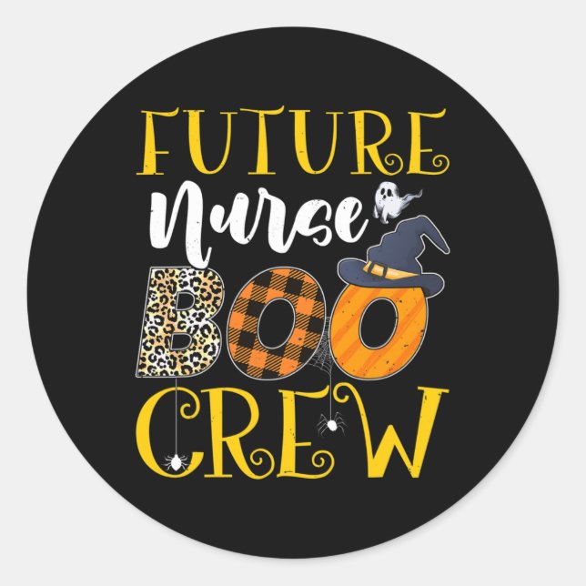 Future Nurse Leopard Future Nursing Halloween Boo  Classic Round Sticker (Front)