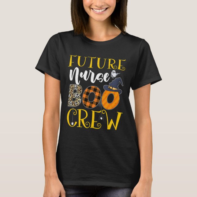 Future Nurse Leopard Future Nursing Halloween Boo  T-Shirt (Front)
