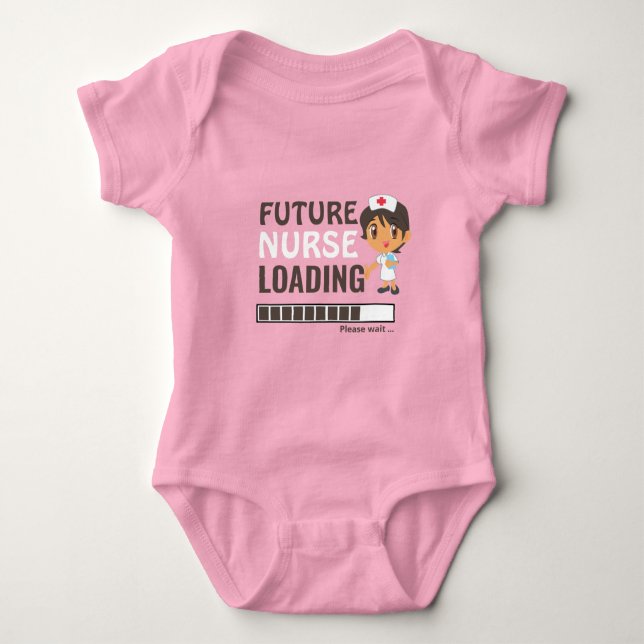 Future Nurse Loading Pink Funny Make Your Own Girl Baby Bodysuit (Front)