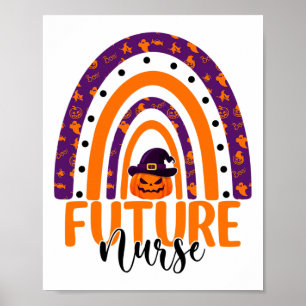 Future Nurse Nursing Rainbow Halloween Pumpkin Cos Poster