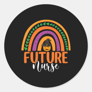 Future Nurse Nursing Rainbow Pumpkin Halloween Cos Classic Round Sticker