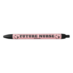 Future Nurse Stethoscope Coral Pink Personalized Black Ink Pen
