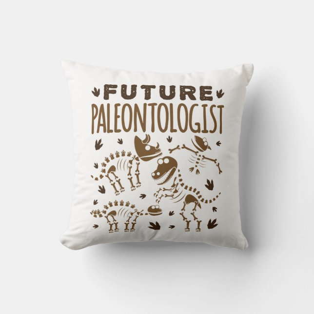 Future Paleontologist Paleontology Dinosaur Bones Cushion (Front)