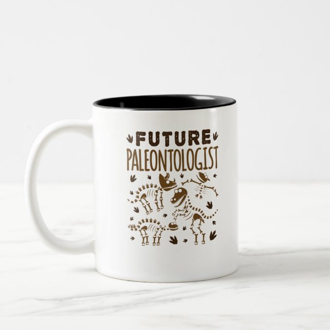 Future Paleontologist Paleontology Dinosaur Bones Two-Tone Coffee Mug (Left)